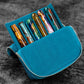 Galen Leather 6 Slot Zippered Magnum Opus Pen Case - Crazy Horse Ocean Blue