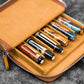 Galen Leather 6 Slot Zippered Magnum Opus Pen Case - Crazy Horse Brown