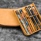 Galen Leather 6 Slot Zippered Magnum Opus Pen Case - Crazy Horse Brown
