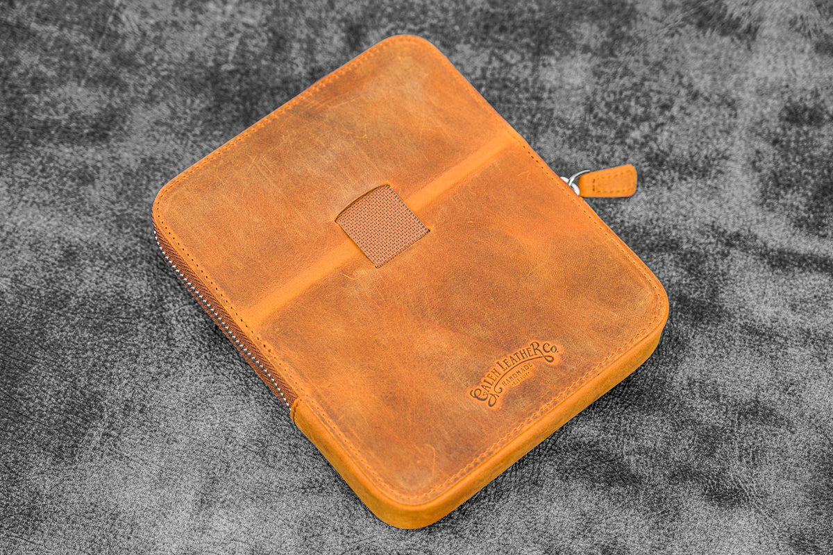 Galen Leather 6 Slot Zippered Magnum Opus Pen Case - Crazy Horse Brown