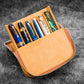 Galen Leather 6 Slot Zippered Magnum Opus Pen Case - Crazy Horse Brown