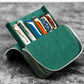 Galen Leather 6 Slot Zippered Magnum Opus Pen Case - Crazy Horse Forest Green