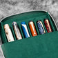 Galen Leather 6 Slot Zippered Magnum Opus Pen Case - Crazy Horse Forest Green