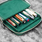 Galen Leather 6 Slot Zippered Magnum Opus Pen Case - Crazy Horse Forest Green