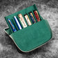 Galen Leather 6 Slot Zippered Magnum Opus Pen Case - Crazy Horse Forest Green