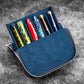 Galen Leather 6 Slot Zippered Magnum Opus Pen Case - Crazy Horse Navy Blue