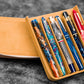 Galen Leather 6 Slot Zippered Magnum Opus Pen Case - Undyed