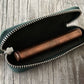 Galen Leather Single Zippered Pen Case for Kaweco Pocket Pen - Crazy Horse Forest Green