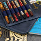 Galen Leather Writer's Bank Bag/Pen Pouch - Crazy Horse Navy (Zippered)