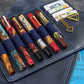 Galen Leather Writer's Bank Bag/Pen Pouch - Crazy Horse Navy (Zippered)