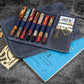 Galen Leather Writer's Bank Bag/Pen Pouch - Crazy Horse Navy (Zippered)