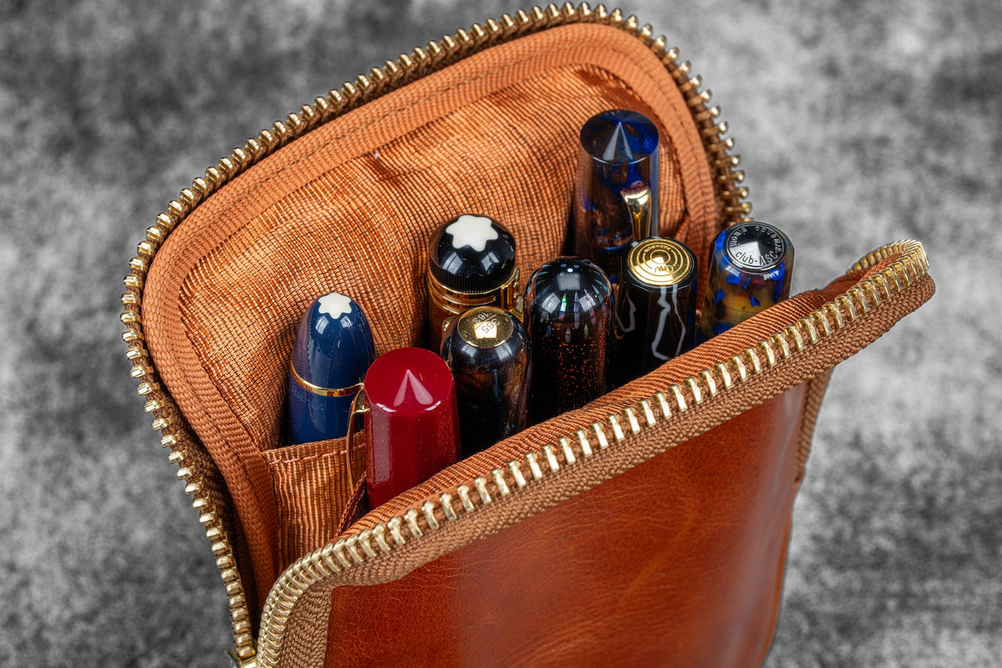 Galen Leather x Nock Co Legacy Collection 3 Slot Sinclair Pen Case - Deep Cognac