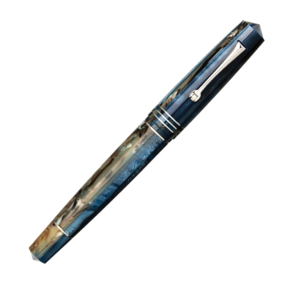 Leonardo Momento Zero Grande 2.0 Piston Fountain Pen - Dark Hawaii Rhodium Trim