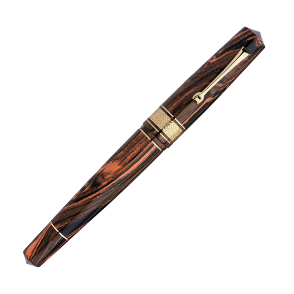 Leonardo Momento Zero Grande Masterpiece Ebonite Fountain Pen - Flame (14K Nib)