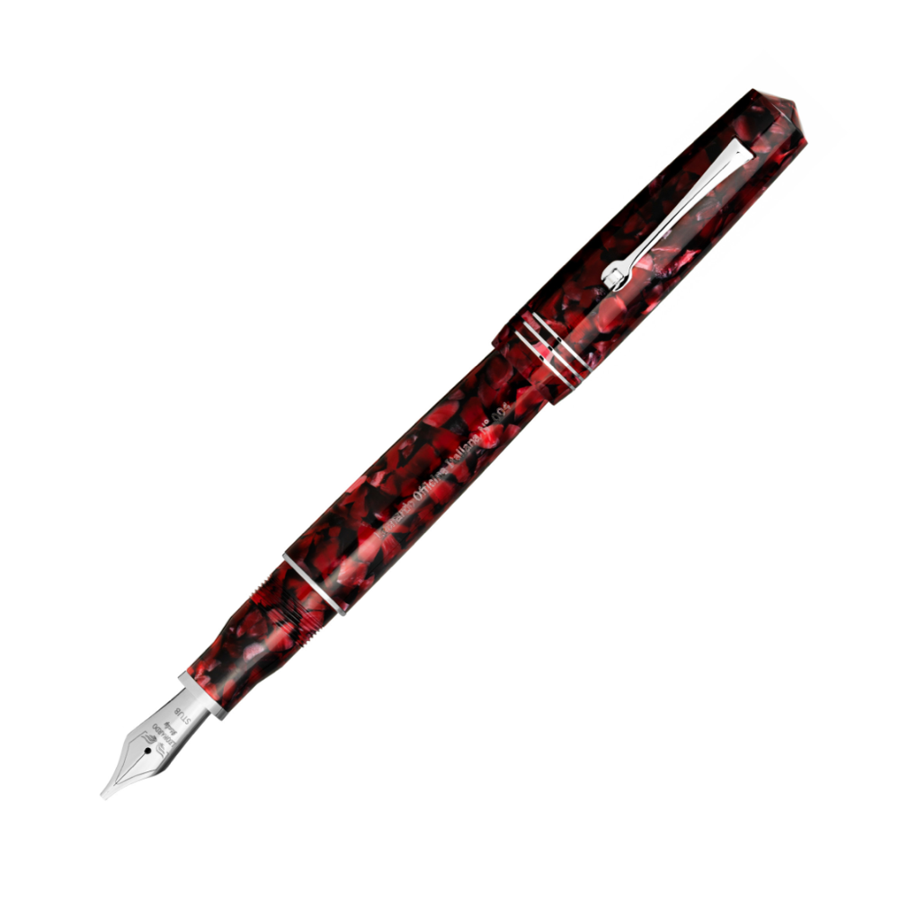 Leonardo Momento Zero Grande Piston Fountain Pen - Luna Rosa with Silv ...