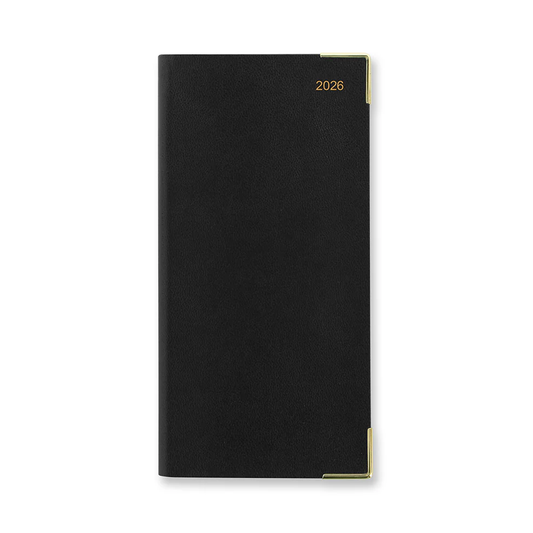 Letts of London 2026 Slim Classic Week to View Planner - Black with Gold Corners (Upright)