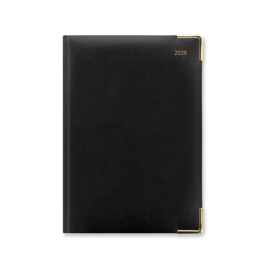 Letts of London 2026 Classic Week to View Planner - Black with Gold Corners (A5)