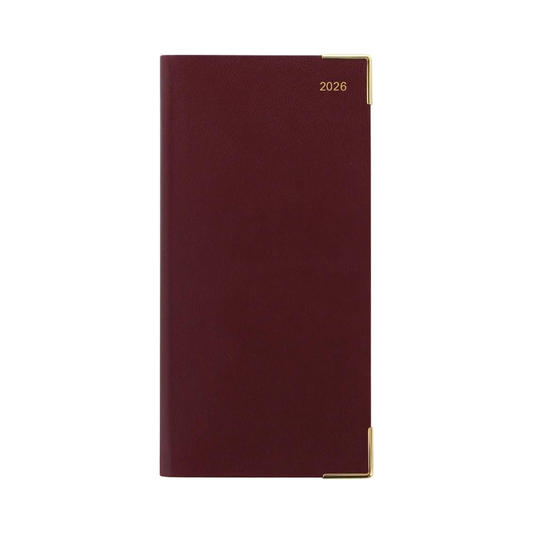 Letts of London 2026 Slim Classic Week to View Planner - Burgundy with Gold Corners (Upright)