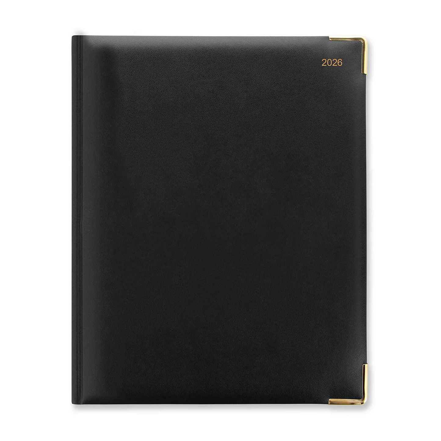 Letts of London 2026 Classic Week to View Desk Planner - Black with Gold Corners