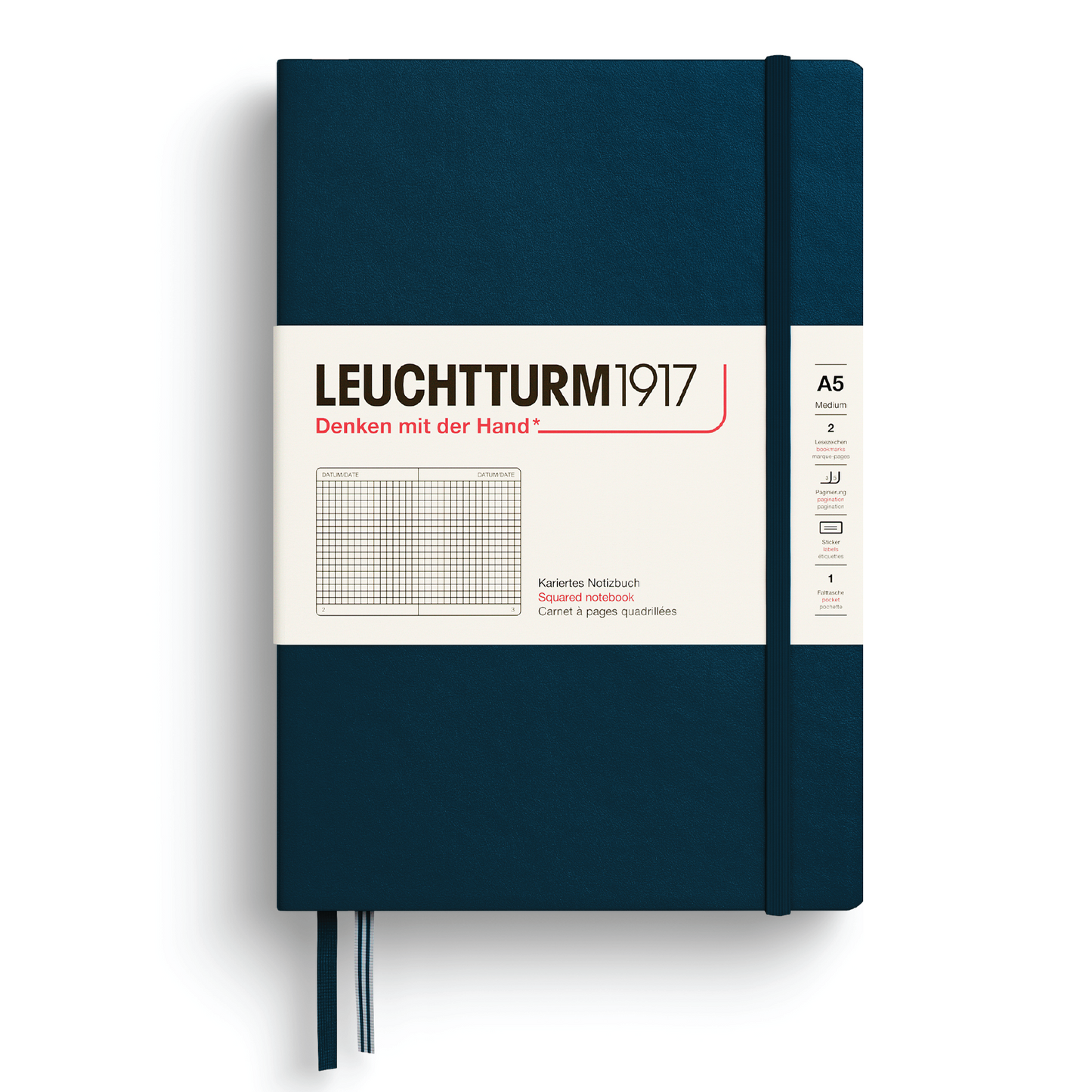Leuchtturm1917 A5 Medium Hardcover Squared Notebook - Deep Sea