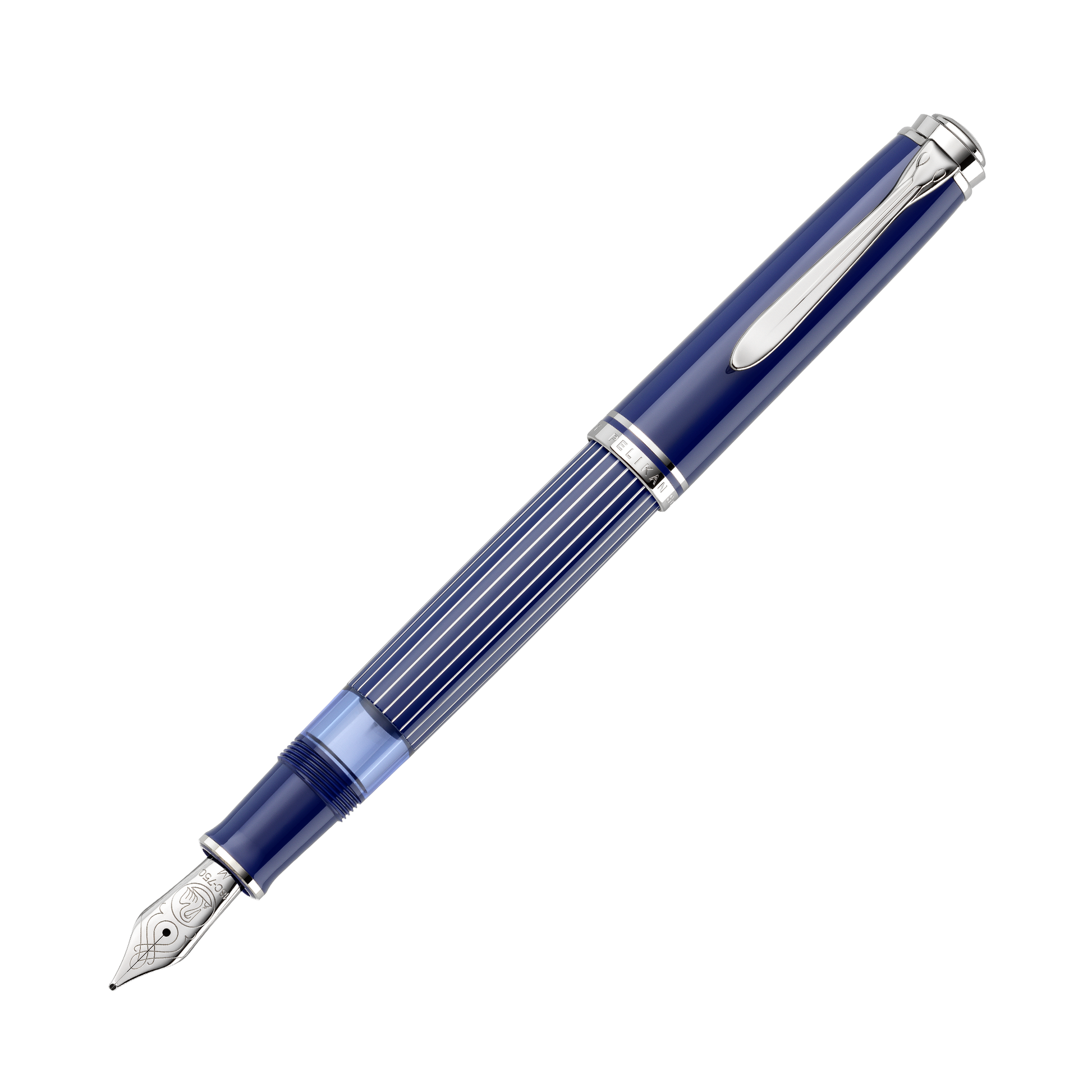 Pelikan Souverän M815 Fountain Pen - Metal Striped Blue (Special Pelikan Souverän M815 Fountain Pen - Metal Striped Blue (Special