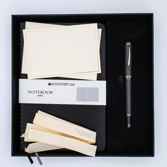 Monteverde Innova Rollerball Gift Set - Matte Carbon Fiber with Gunmetal Trim