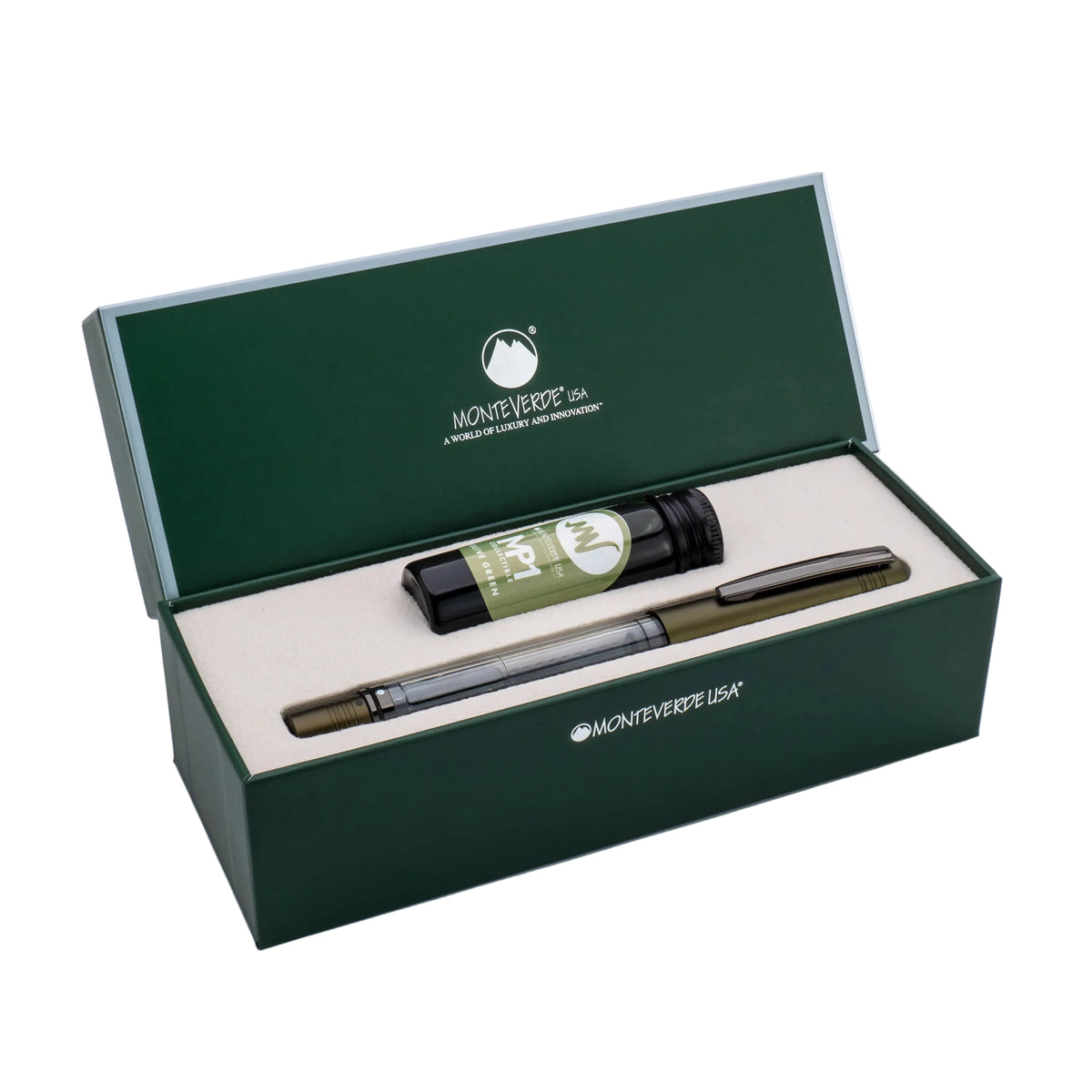 Monteverde MP1 Fountain Pen and Bottled Ink Set - Olive Green (Limited Edition)
