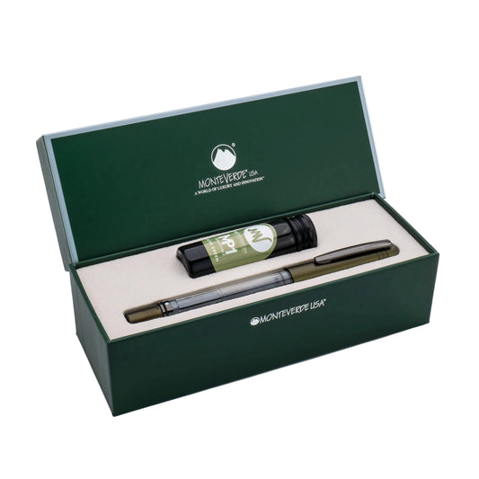 Monteverde MP1 Fountain Pen and Bottled Ink Set - Olive Green (Limited Edition)