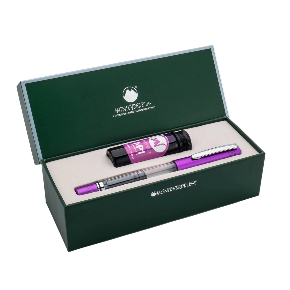 Monteverde MP1 Fountain Pen and Bottled Ink Set - Purple Frost (Limited Edition)