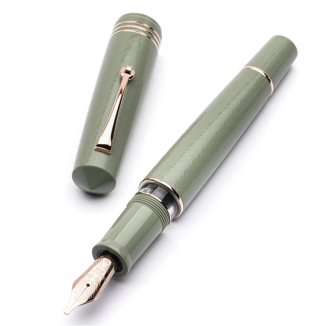 Leonardo Momento Zero Grande 2.0 Piston Fountain Pen - The Art of Guilloché - Vergridris with Rose Gold Trim