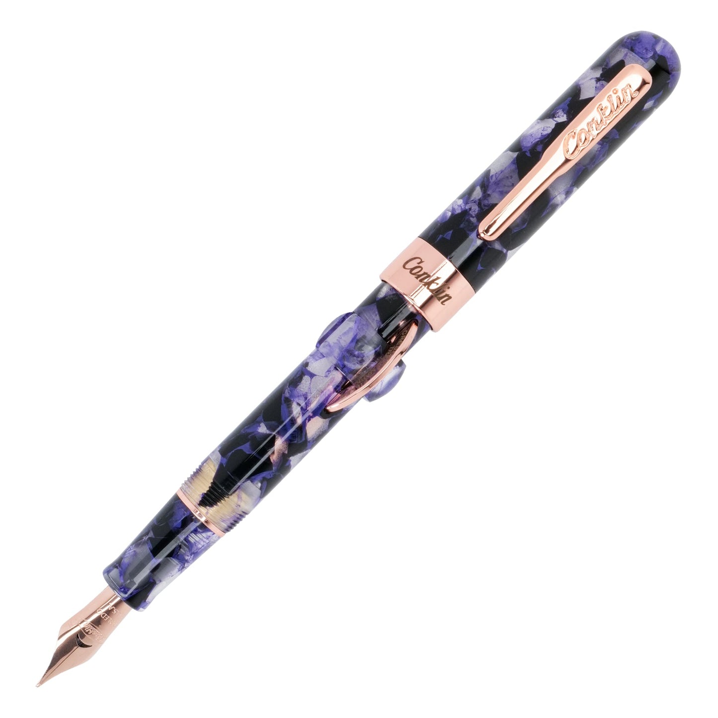 Conklin Mark Twain Demonstrator Fountain Pen - Purple Fusion with Rose Metal Trim