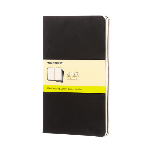 Moleskine Large Softcover Cahier Plain Journal - Black (Set of 3)