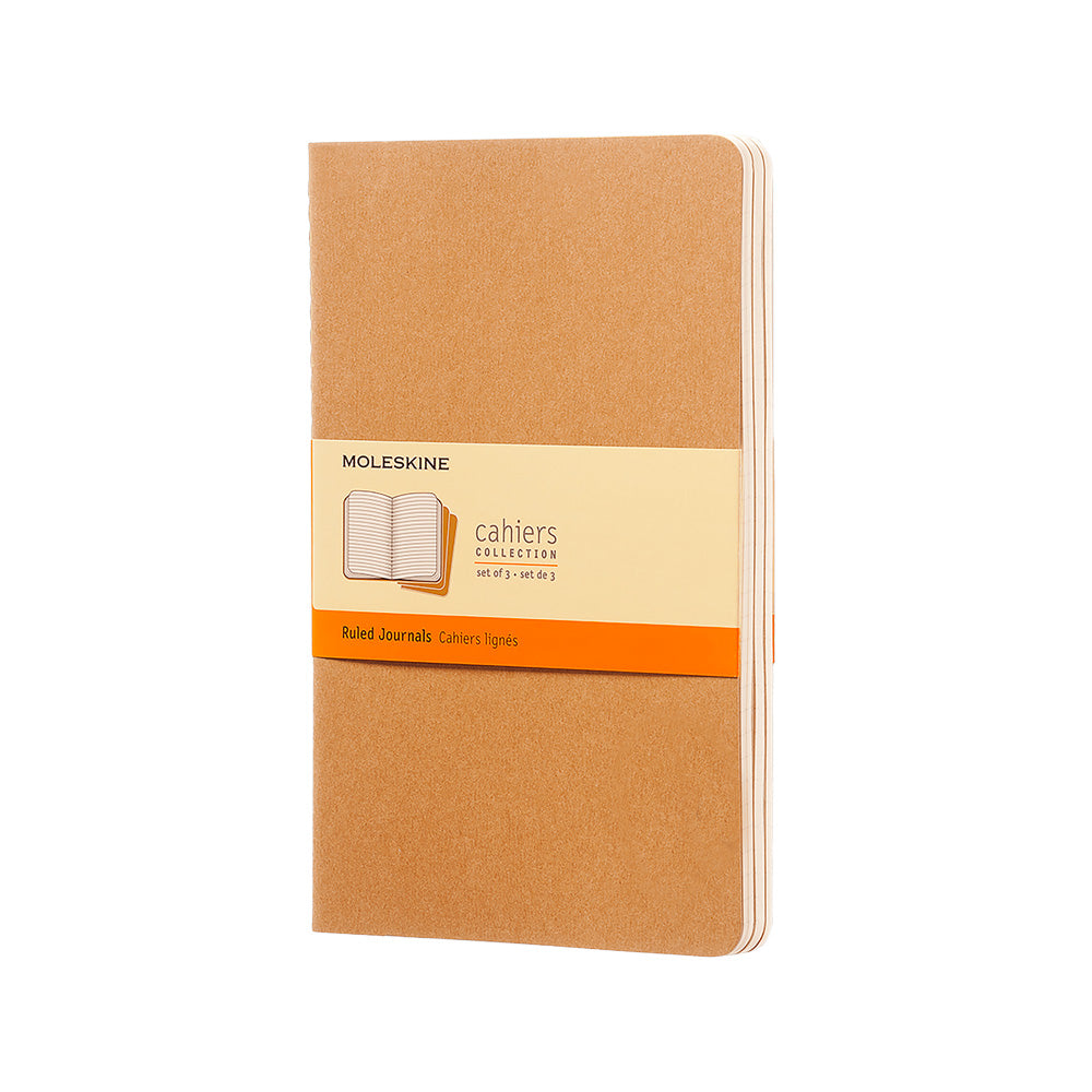 Moleskine Large Softcover Cahier Ruled Journal - Kraft Brown (Set of 3)
