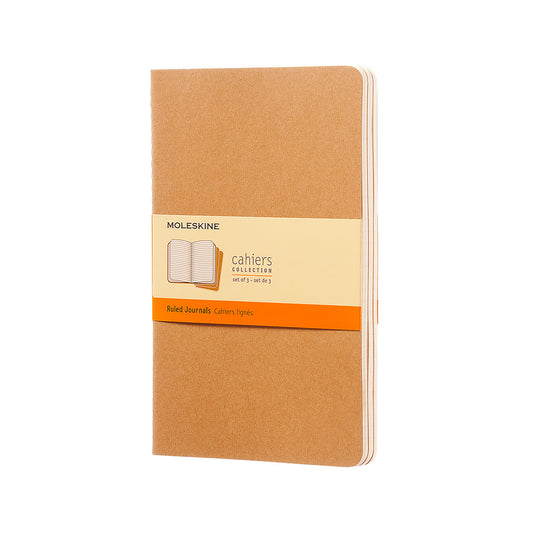 Moleskine Large Softcover Cahier Ruled Journal - Kraft Brown (Set of 3)