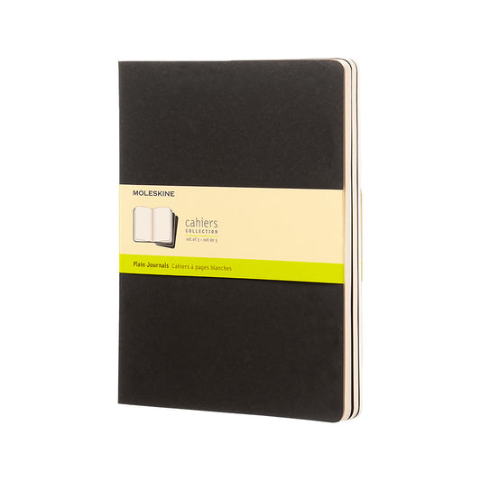 Moleskine XL Softcover Cahier Plain Journal - Black (Set of 3)