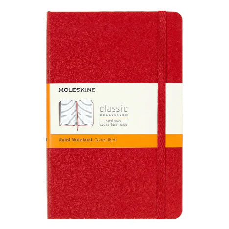 Moleskine Classic Colored Pocket Ruled Hardcover Notebook - Red