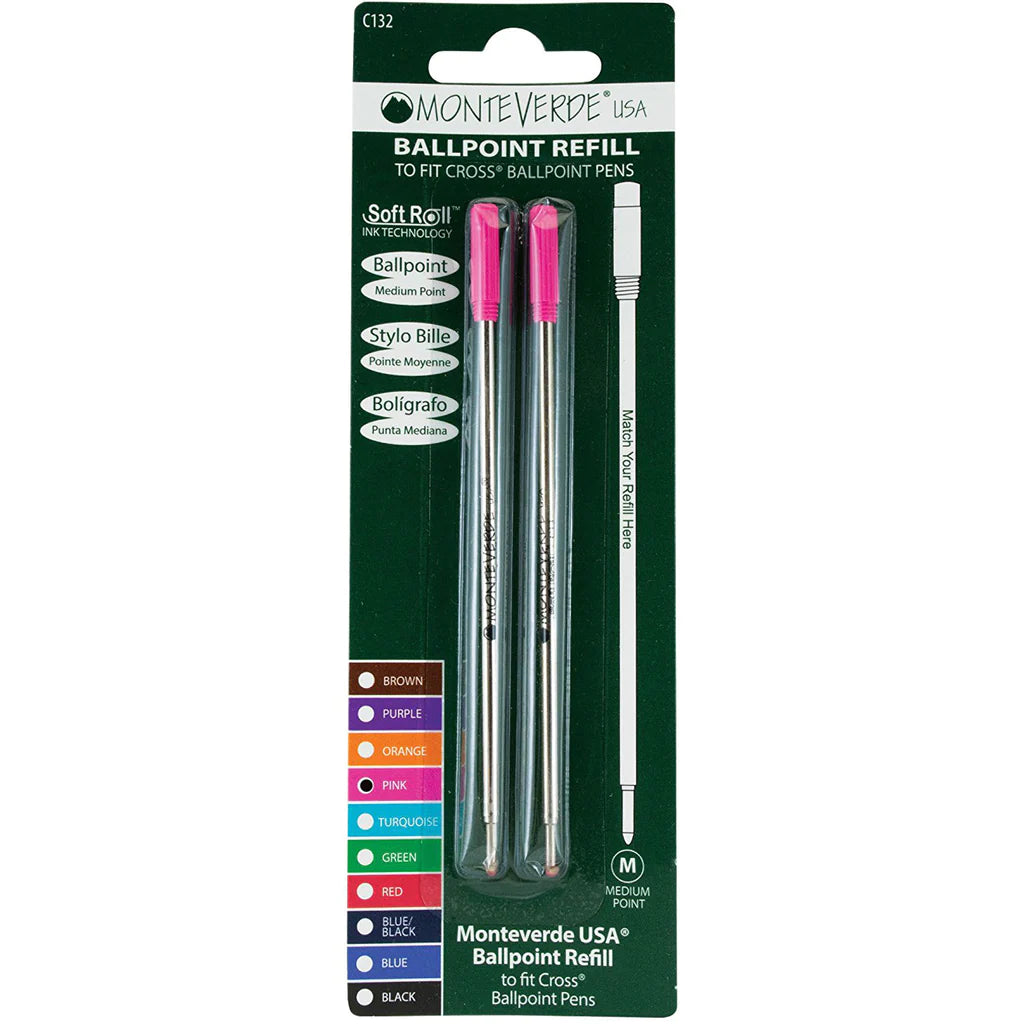 Cross Ballpoint Refills by Monteverde USA® - Pink Medium (2 ea ...