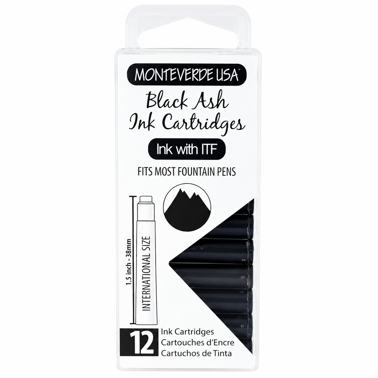 Monteverde Black Ash Ink Cartridges (Set of 12)