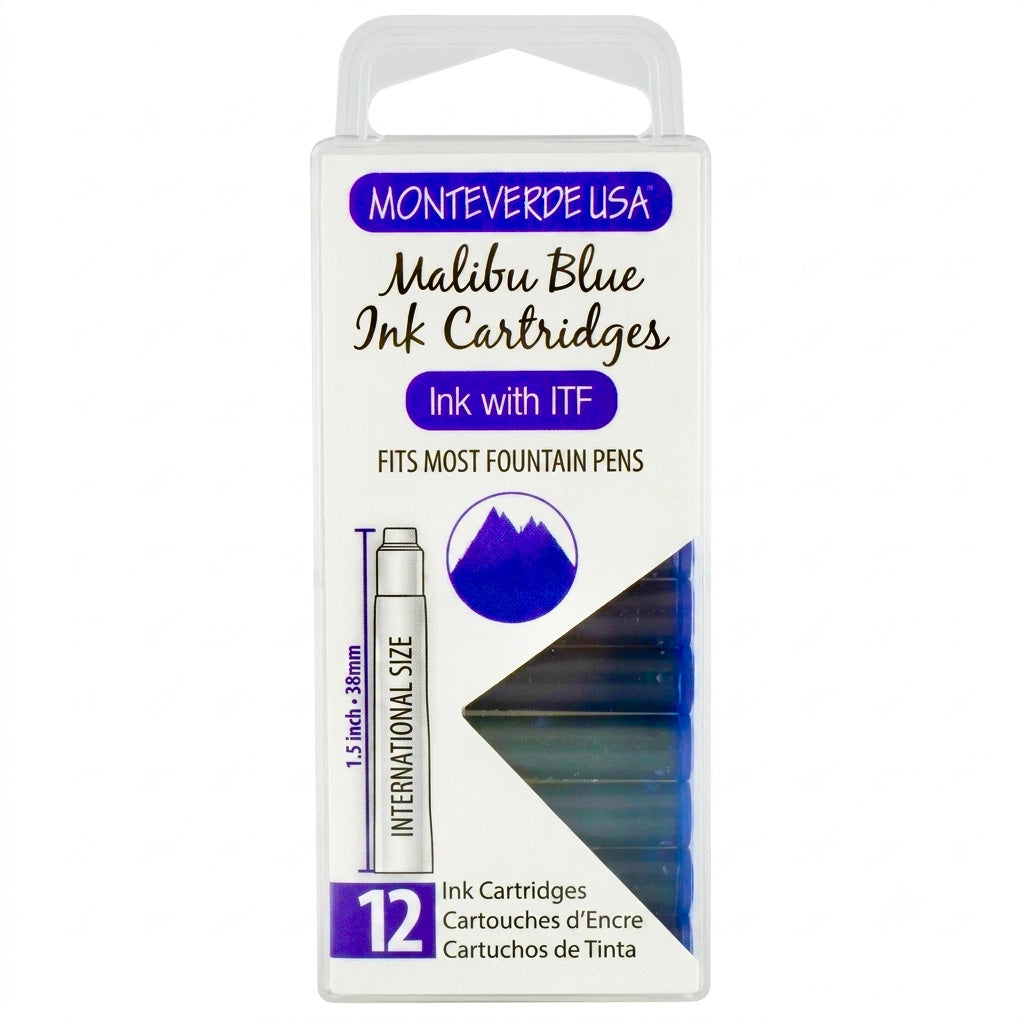 Monteverde Malibu Blue Ink Cartridges (Set of 12)
