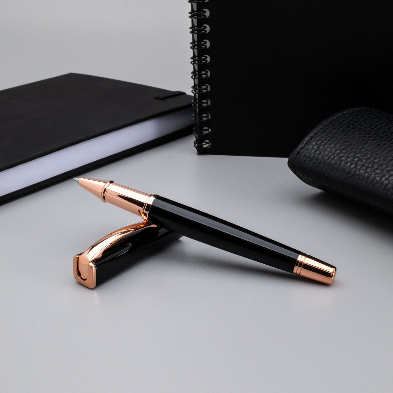 Monteverde Impressa Rollerball - Black with Rose Gold Trim