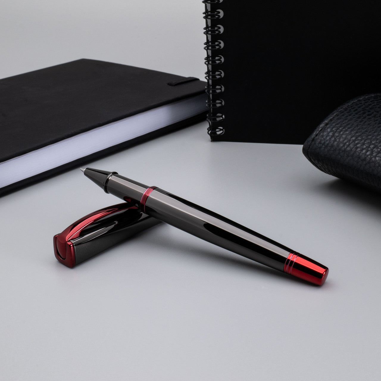 Monteverde Impressa Rollerball - Gun Metal with Red Trim