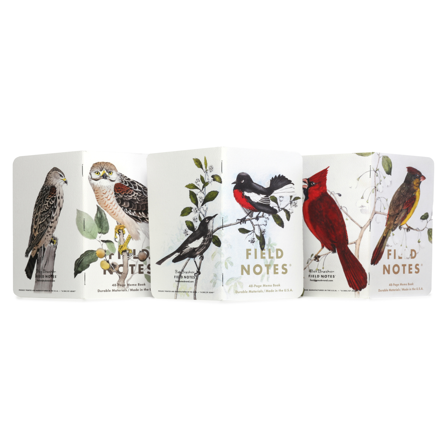 Field Notes Quarterly Edition Notebook - Birds and Trees of North America Series C: Redstart, Cardinal, Redshoulder Hawk (3-Pack)