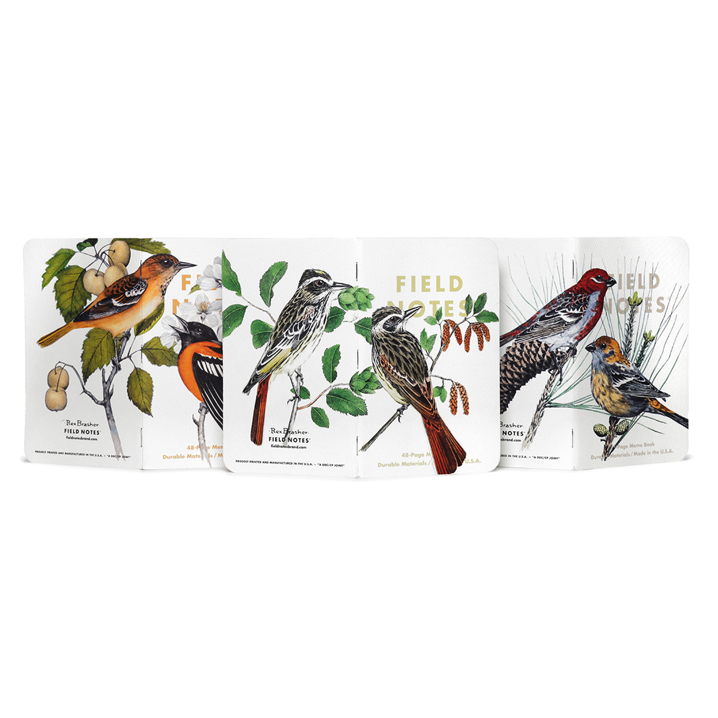 Field Notes Quarterly Edition Notebook - Birds and Trees of North America Series B: Pine Grosbeak, Baltimore Oriole, Sulphurbelly Flycatcher (3-Pack)