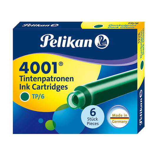 Pelikan 4001 Small Ink Cartridges - Dark Green (Set of 6)