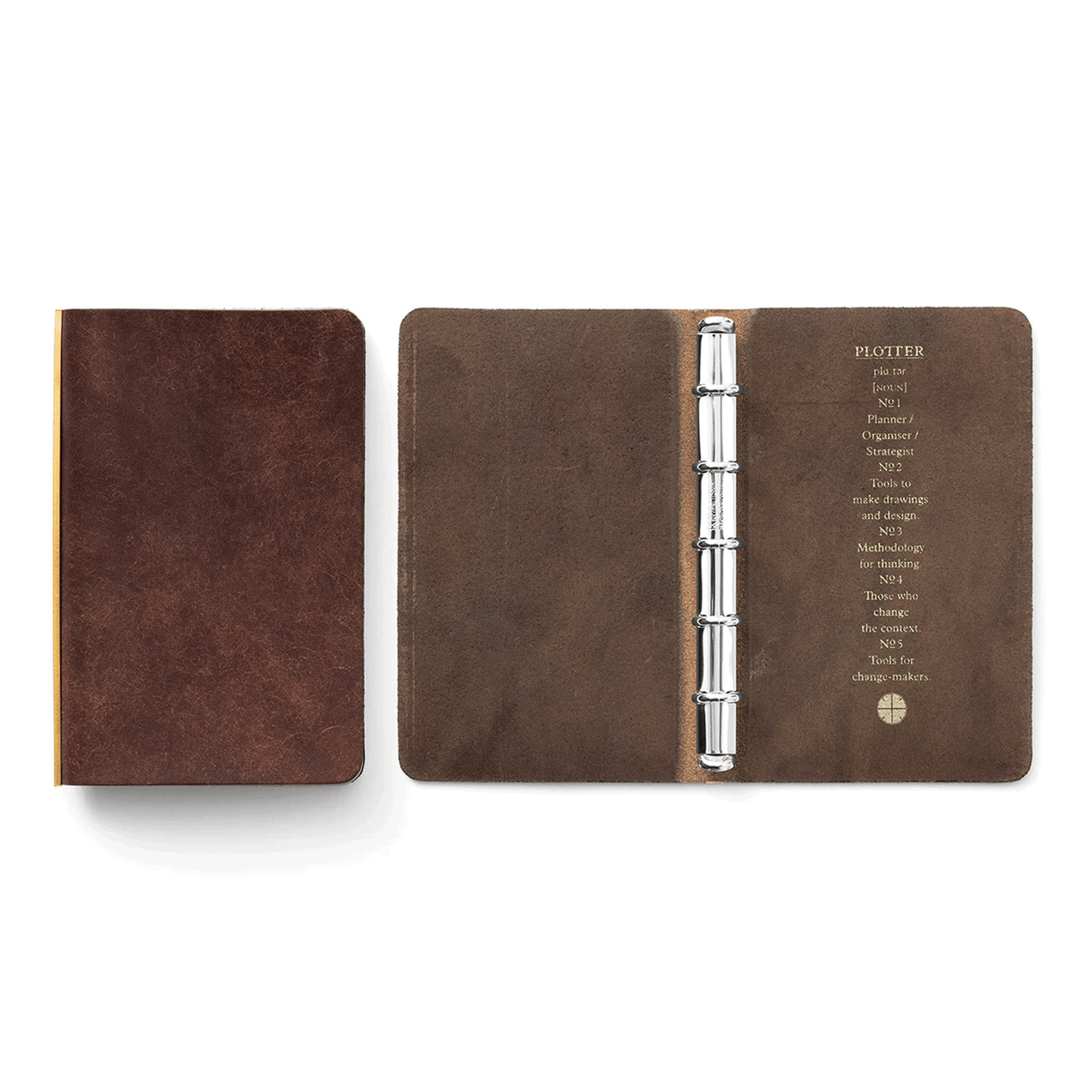 PLOTTER Mini 5 Size Pueblo 5-Ring Leather Binder - Brown