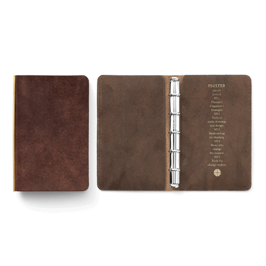 PLOTTER Mini 5 Size Pueblo 5-Ring Leather Binder - Brown
