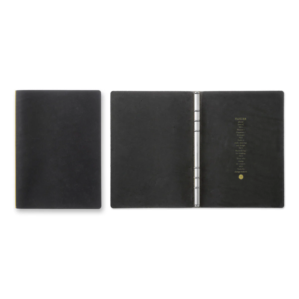 PLOTTER A5 Size Pueblo 6-Ring Leather Binder - Black