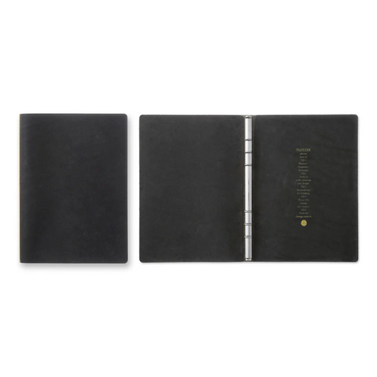 PLOTTER A5 Size Pueblo 6-Ring Leather Binder - Black