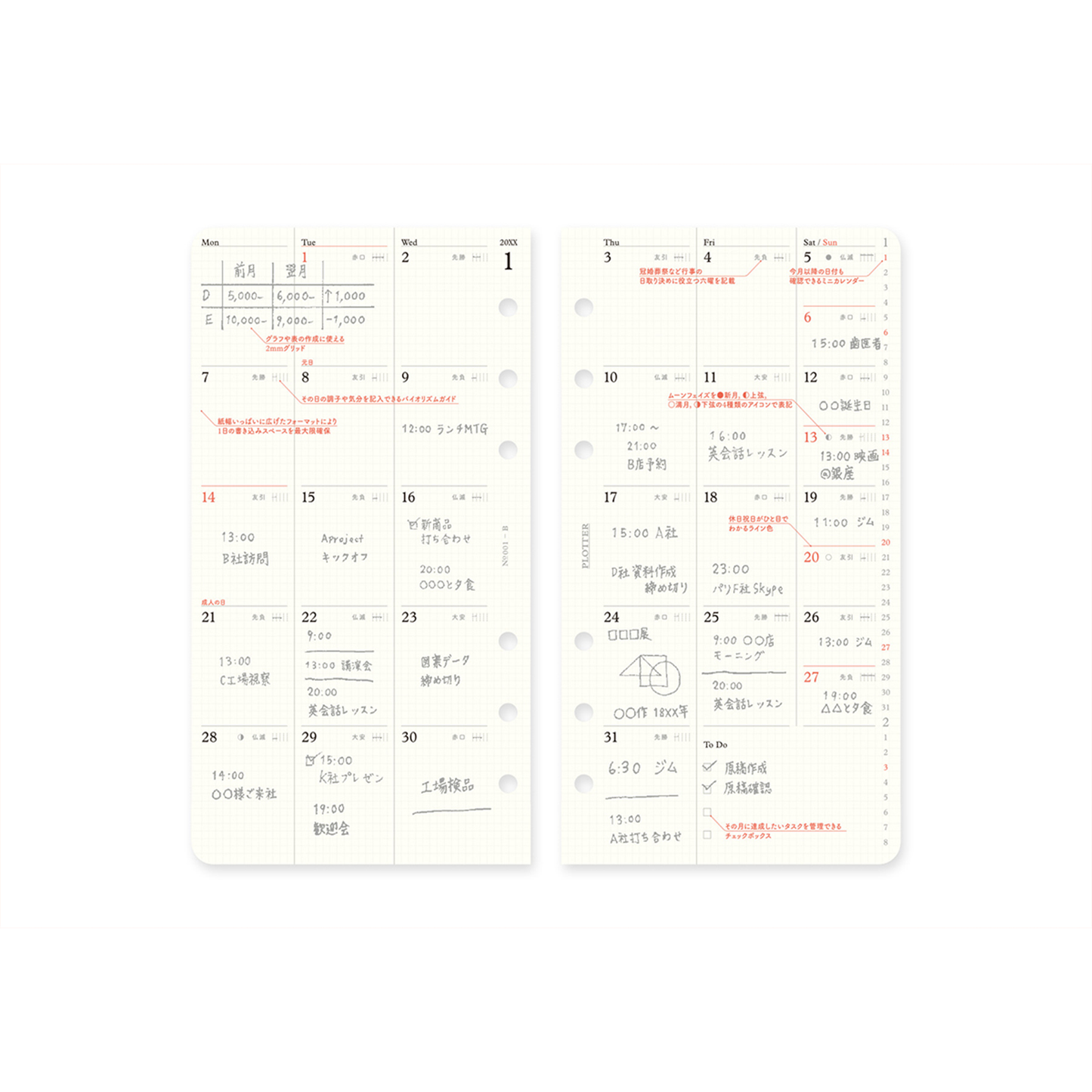 PLOTTER DIARY 2026 Monthly Schedule Refill - Bible Size