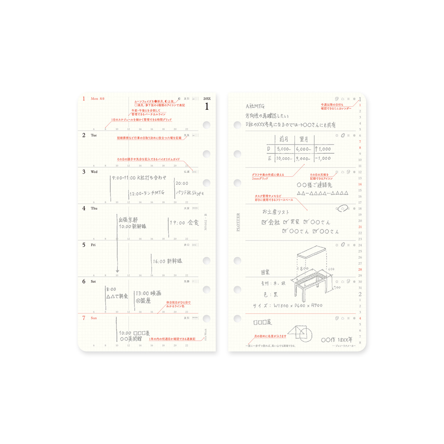 PLOTTER DIARY 2026 Weekly Schedule Refill - Bible Size